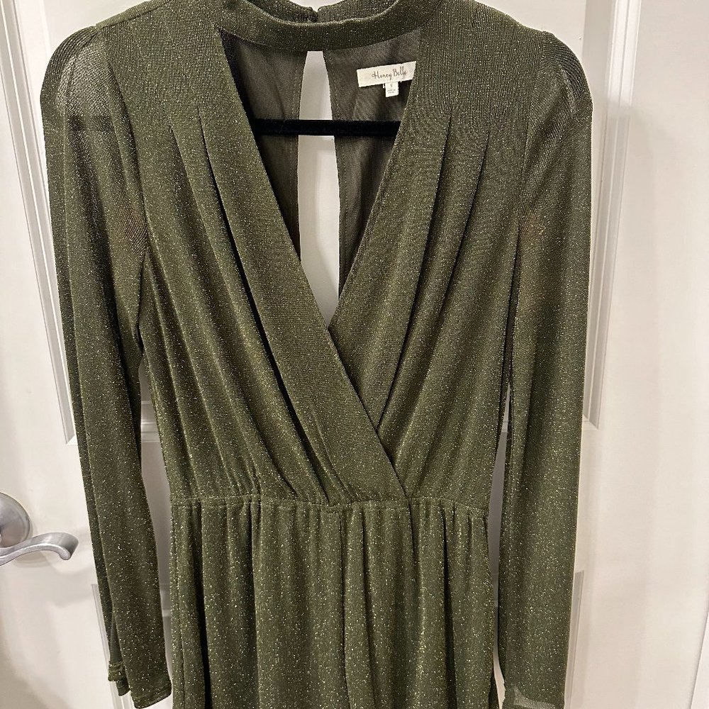 Honey Belle - Sparkly Green Romper